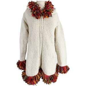 World Folk Art Nanaimo Canada Knit Wool Fringe Jacket  Size XL